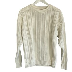 Northern Reflections White Cable Sweater 100% Cotton Size Medium Vintage 90s